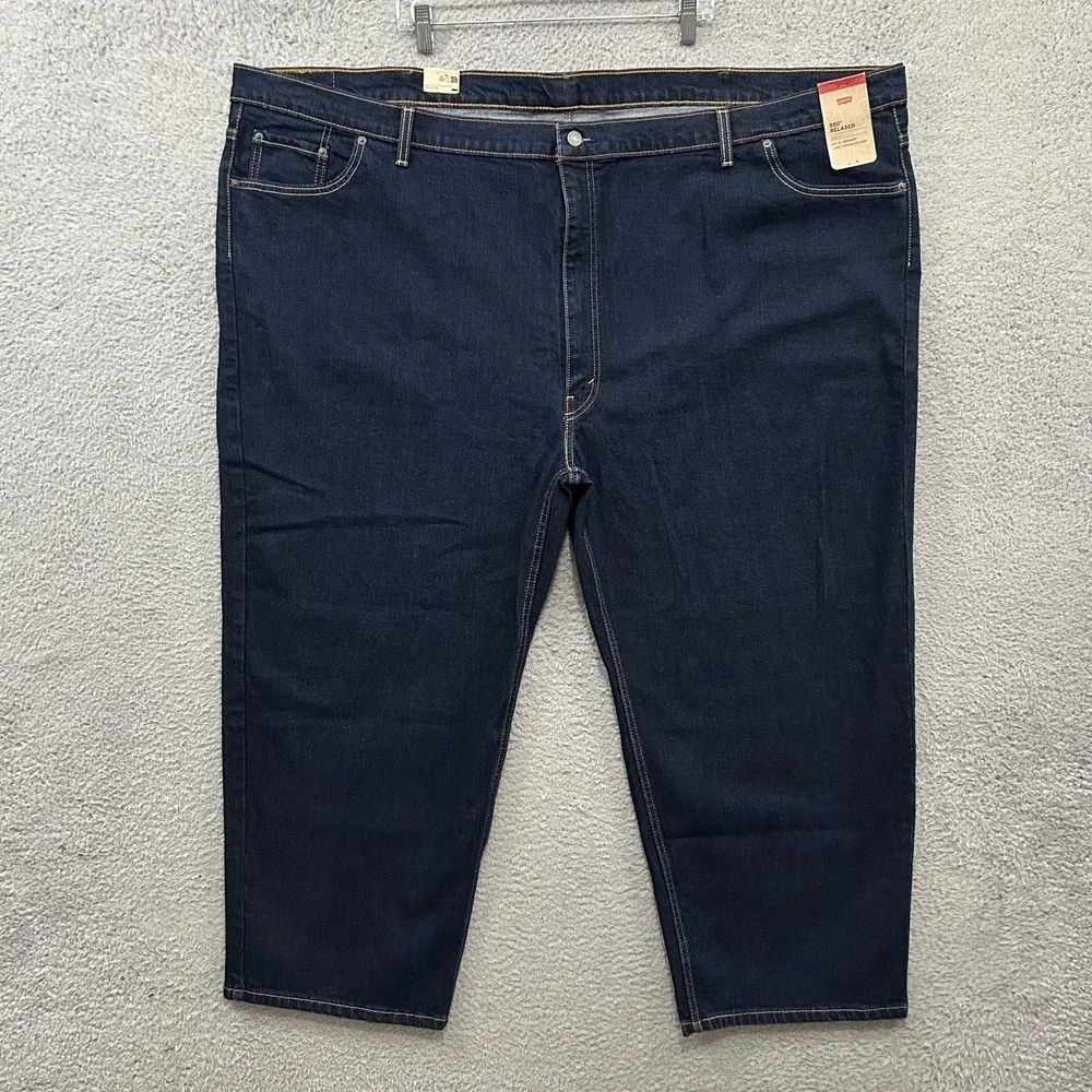 Levis Jeans Mens 60x28 Blue Denim 550 Relaxed Fit Dark Wash Stretch American
